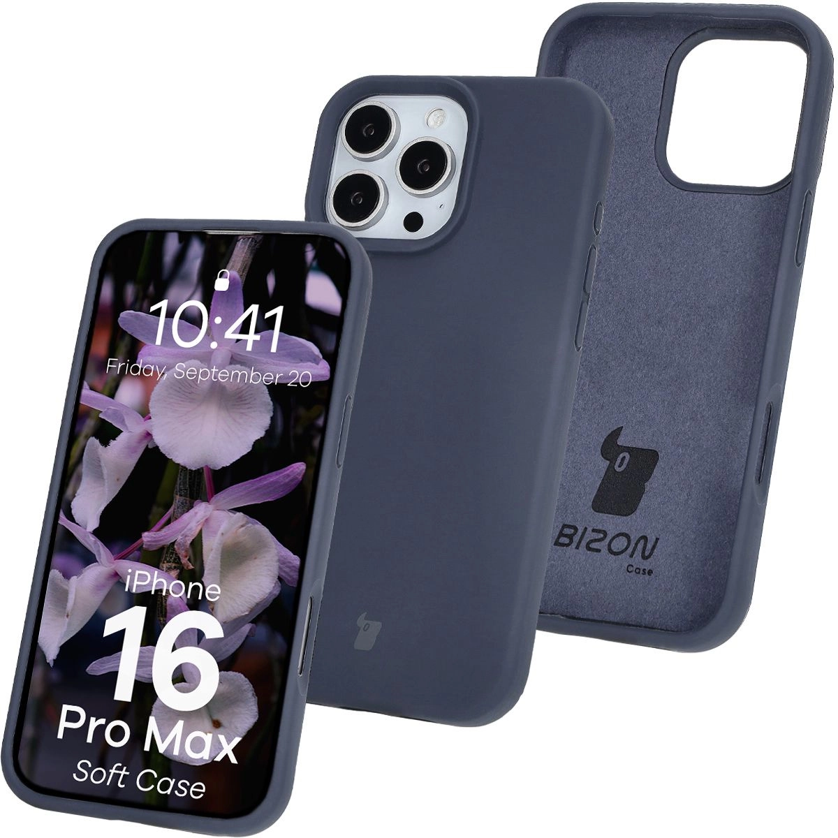 Etui Bizon Silikonowe Soft do iPhone 16 Pro Max Ciemno-niebieski
