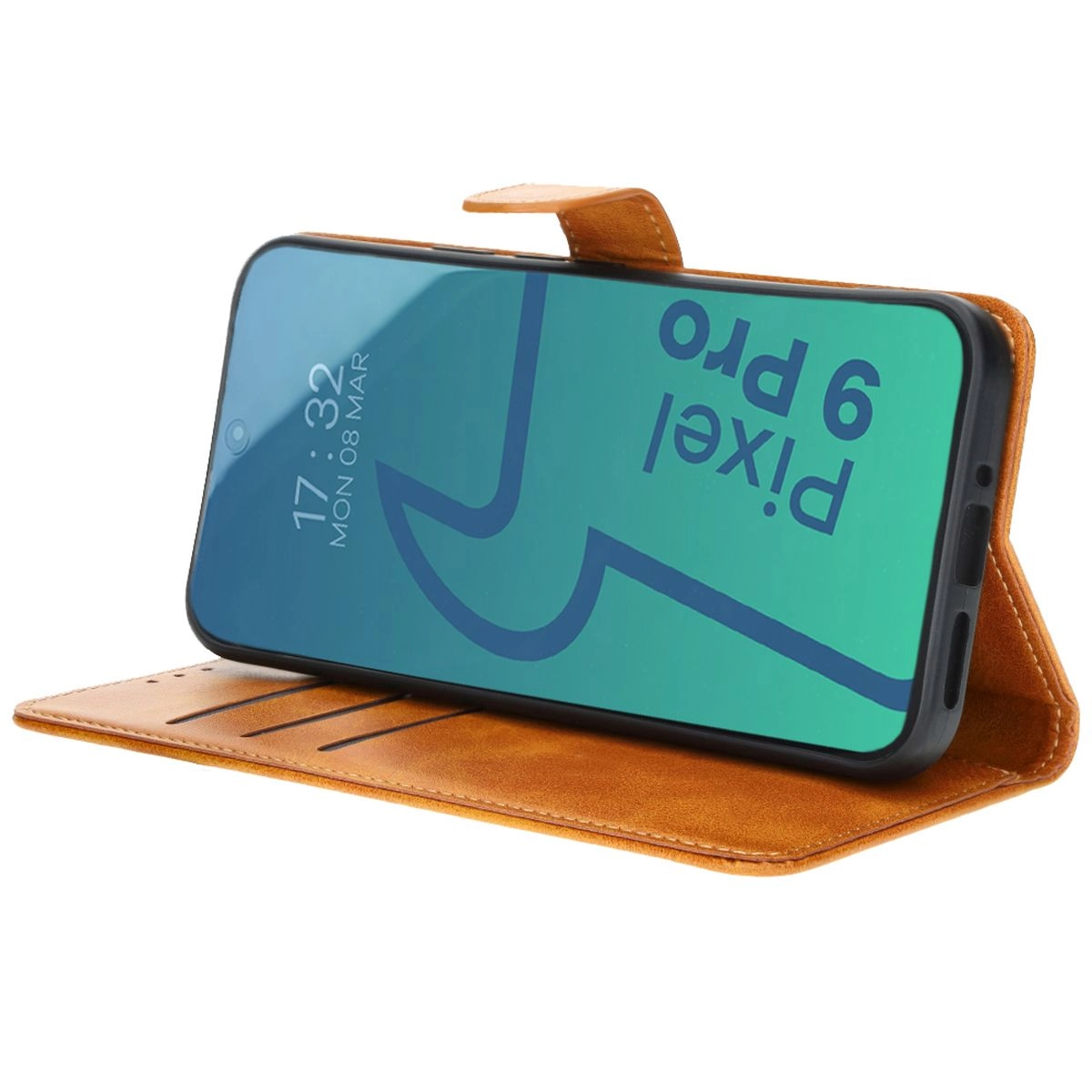 Etui Bizon z klapką Pocket do Google Pixel 9 Pro XL Brązowy