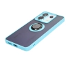 Etui Bizon z uchwytem na palec Hybrid Ring do Xiaomi Poco X6 / Xiaomi Redmi Note 13 Pro 5G Przydymione z jasnoniebieską ramką