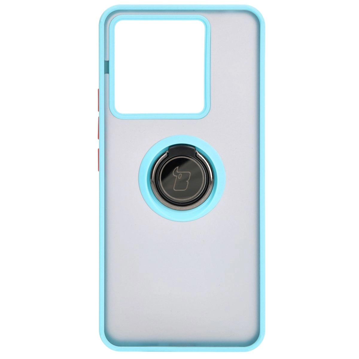 Etui Bizon z uchwytem na palec Hybrid Ring do Xiaomi Poco X6 / Xiaomi Redmi Note 13 Pro 5G Przydymione z jasnoniebieską ramką