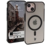 Etui Bizon MatteO z MagSafe  do iPhone 14 / iPhone 13 Półprzezroczyste z czarną ramką