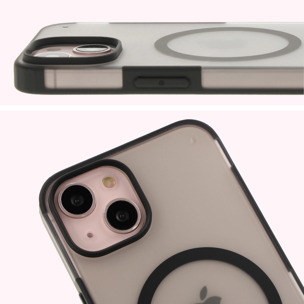 Etui Bizon MatteO z MagSafe do iPhone 14 / iPhone 13 Półprzezroczyste z czarną ramką