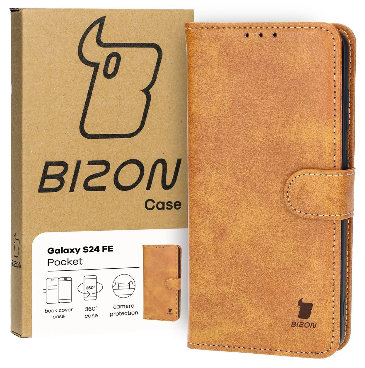 Etui Bizon z klapką Pocket do Galaxy S24 FE Brązowy