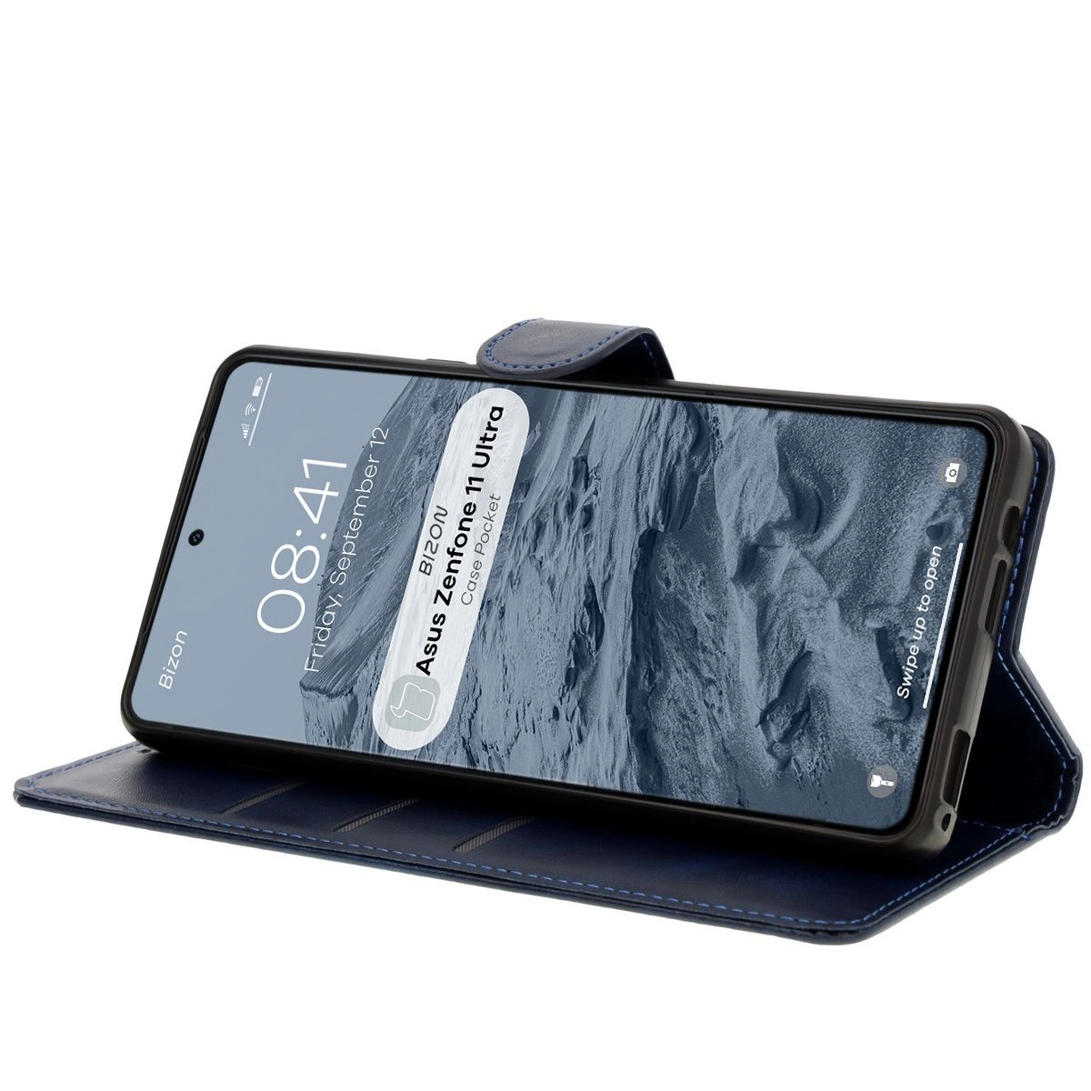Etui Bizon z klapką Pocket do Asus Zenfone 11 Ultra Granatowy