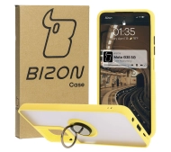 Bizon z uchwytem na palec Hybrid Ring do Motorola Moto G35 5G Przydymione z żółtą ramką