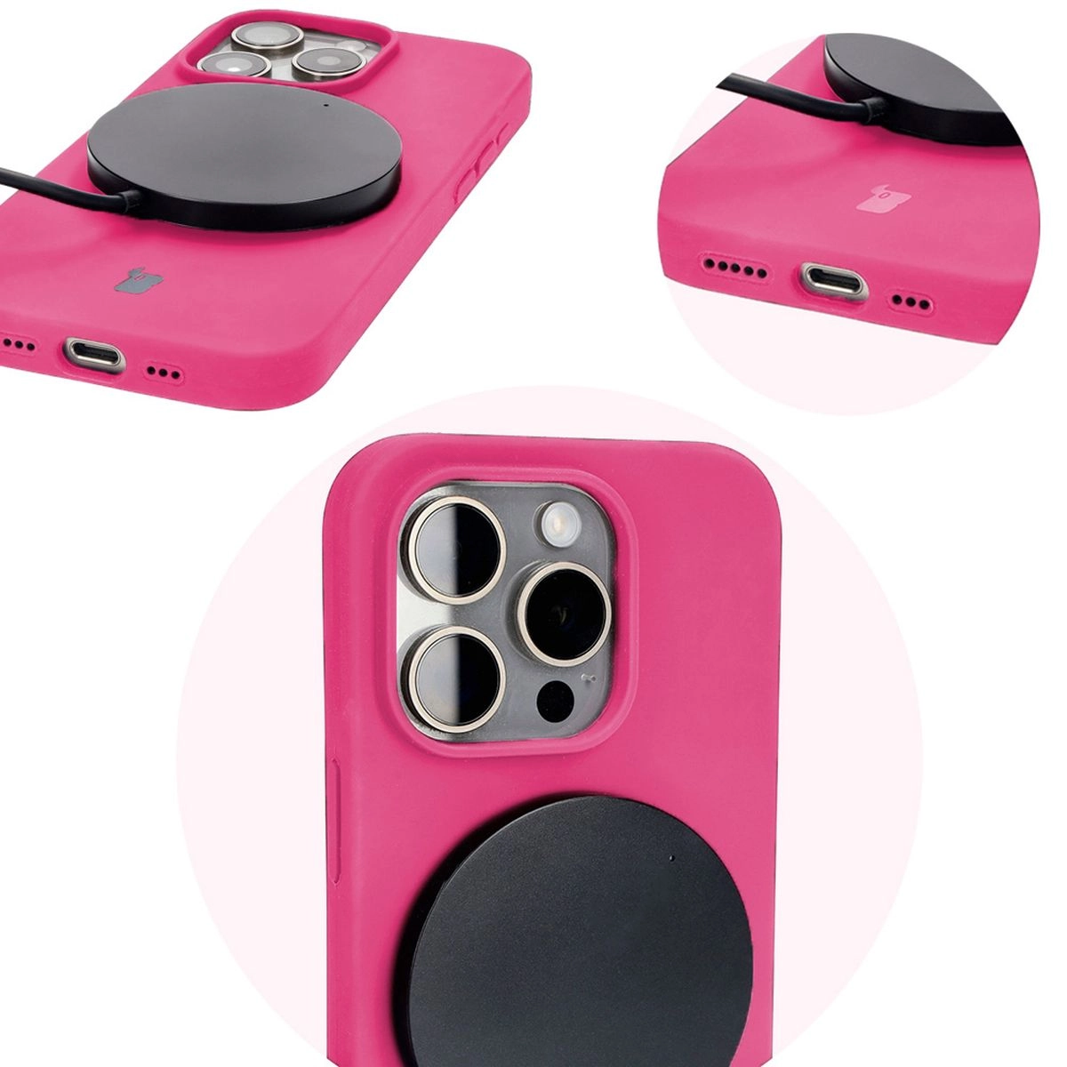Etui Bizon Silikonowe Soft do iPhone 15 Pro Fuksja