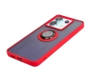 Etui Bizon z uchwytem na palec Hybrid Ring do Xiaomi Poco X6 / Xiaomi Redmi Note 13 Pro 5G Przydymione z czerwoną ramką