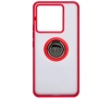 Etui Bizon z uchwytem na palec Hybrid Ring do Xiaomi Poco X6 / Xiaomi Redmi Note 13 Pro 5G Przydymione z czerwoną ramką