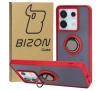 Etui Bizon z uchwytem na palec Hybrid Ring do Xiaomi Poco X6 / Xiaomi Redmi Note 13 Pro 5G Przydymione z czerwoną ramką