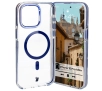 Etui Bizon Marco z MagSafe do iPhone 15 Pro Max Przezroczyste z niebieską ramką