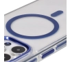Etui Bizon Marco z MagSafe do iPhone 15 Pro Max Przezroczyste z niebieską ramką