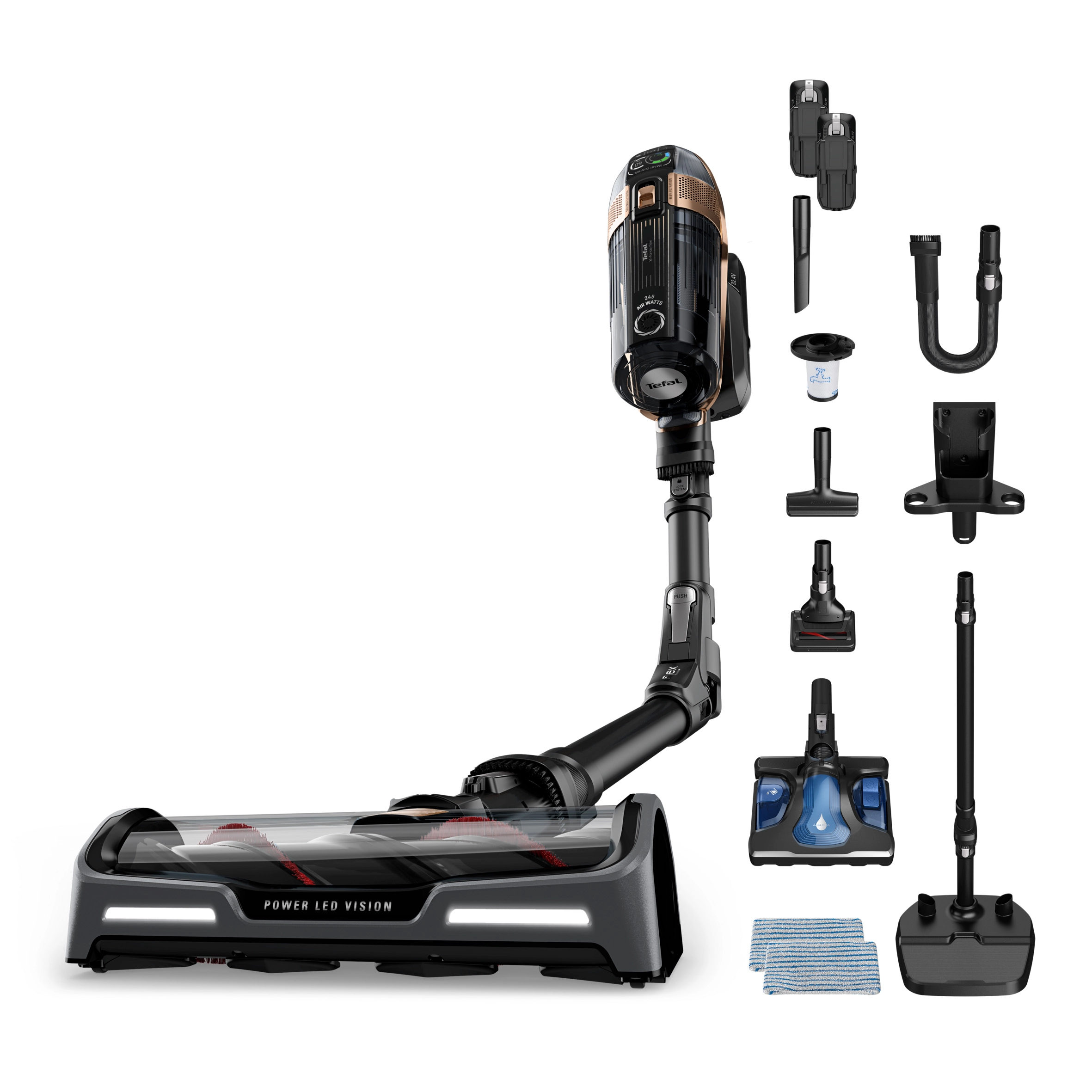 Odkurzacz bezprzewodowy Tefal X-Force Flex 15.60 Aqua TY99G3 160min Funkcja mycia Wymienny akumulator Mini elektroszczotka