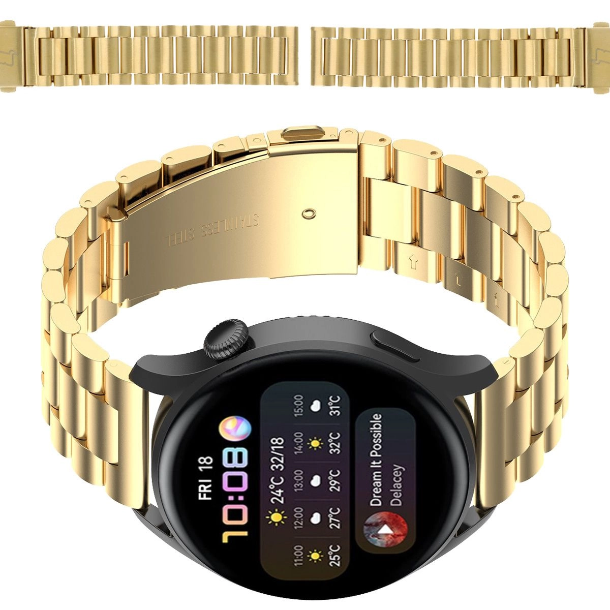 Bransoleta Bizon ze stali nierdzewnej Aura QuickRelease 18mm Złoty