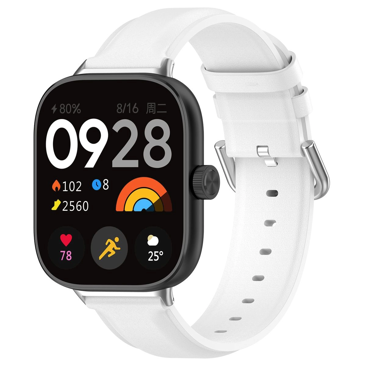 Pasek Bizon skórzany Casual do Xiaomi Smart Band 9 Pro/8 Pro / Redmi Watch 5/4 Biały