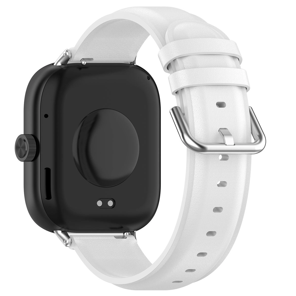 Pasek Bizon skórzany Casual do Xiaomi Smart Band 9 Pro/8 Pro / Redmi Watch 5/4 Biały