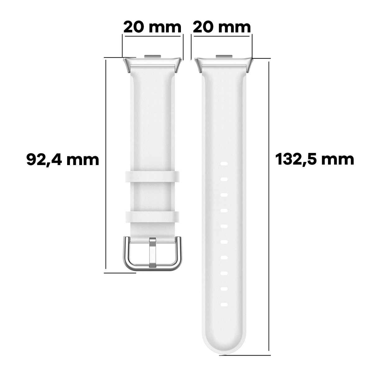 Pasek Bizon skórzany Casual do Xiaomi Smart Band 9 Pro/8 Pro / Redmi Watch 5/4 Biały