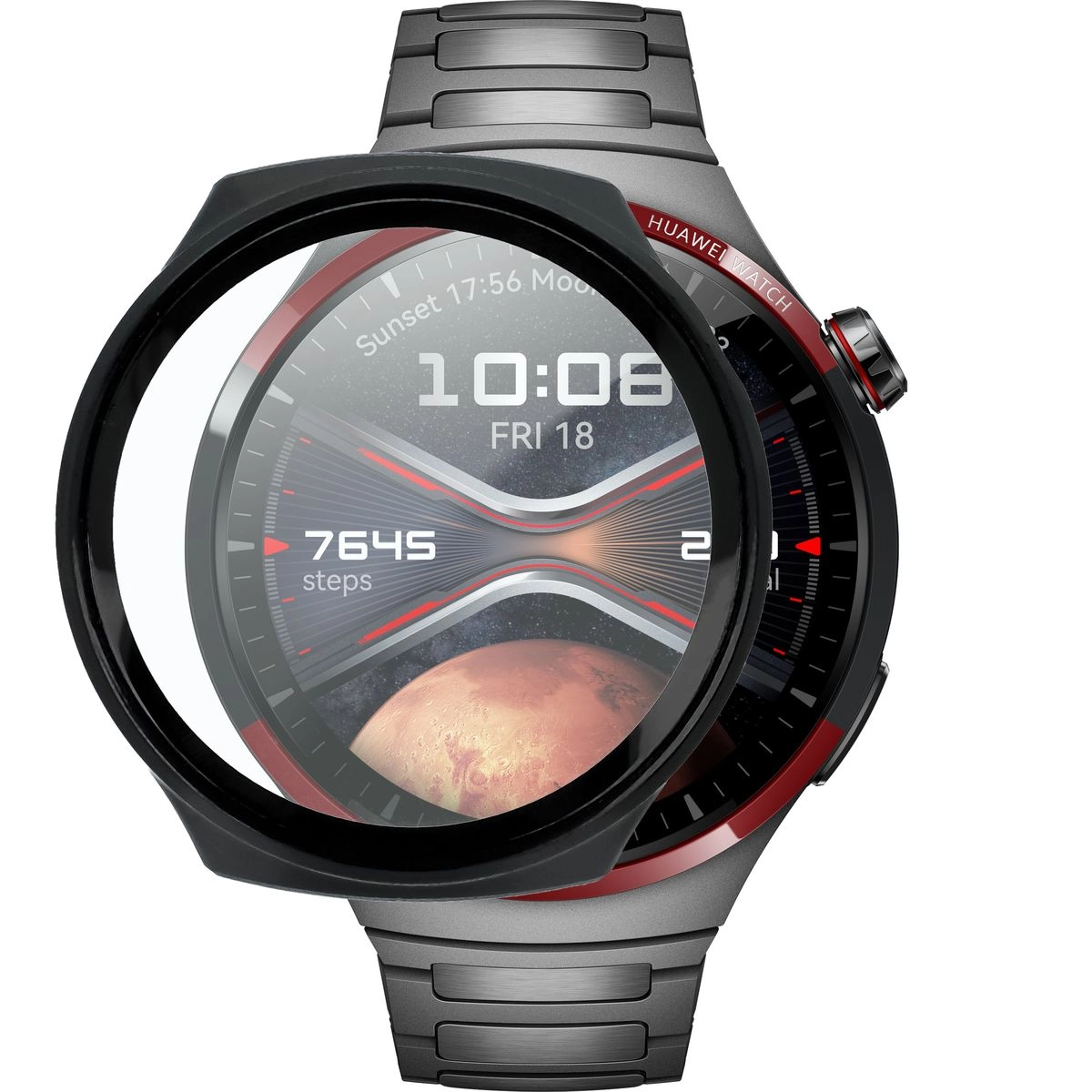 Nakładka na tarczę Bizon ze szkłem do Huawei Watch 4 Pro Space Edition Czarny