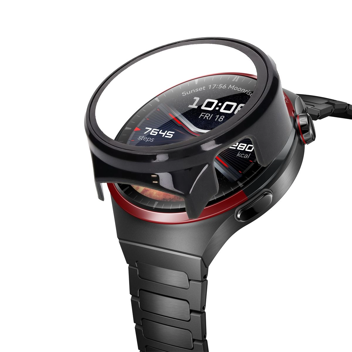 Nakładka na tarczę Bizon ze szkłem do Huawei Watch 4 Pro Space Edition Czarny