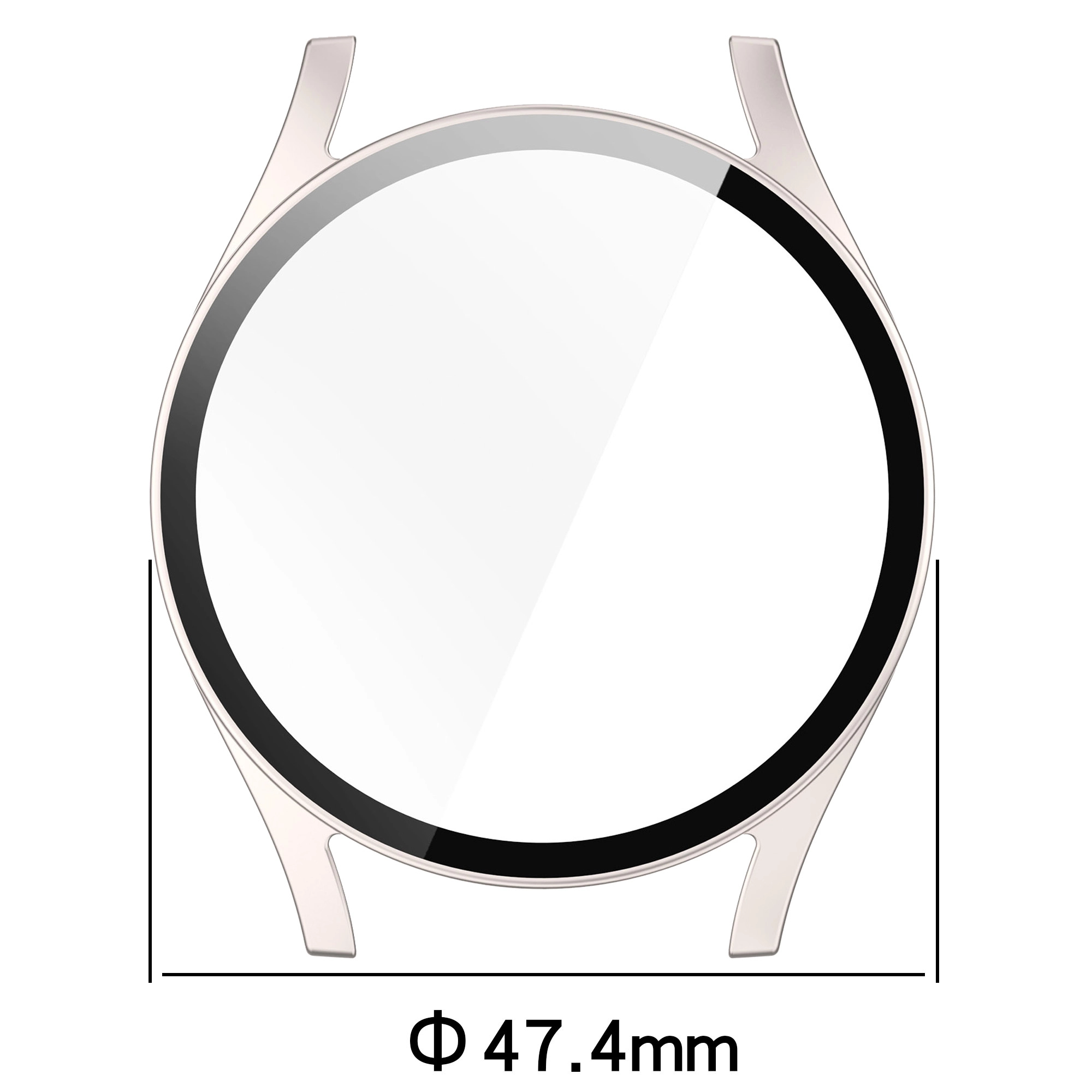 Nakładka na tarczę Bizon ze szkłem do Galaxy Watch 7 44mm Satynowo Szampańskie