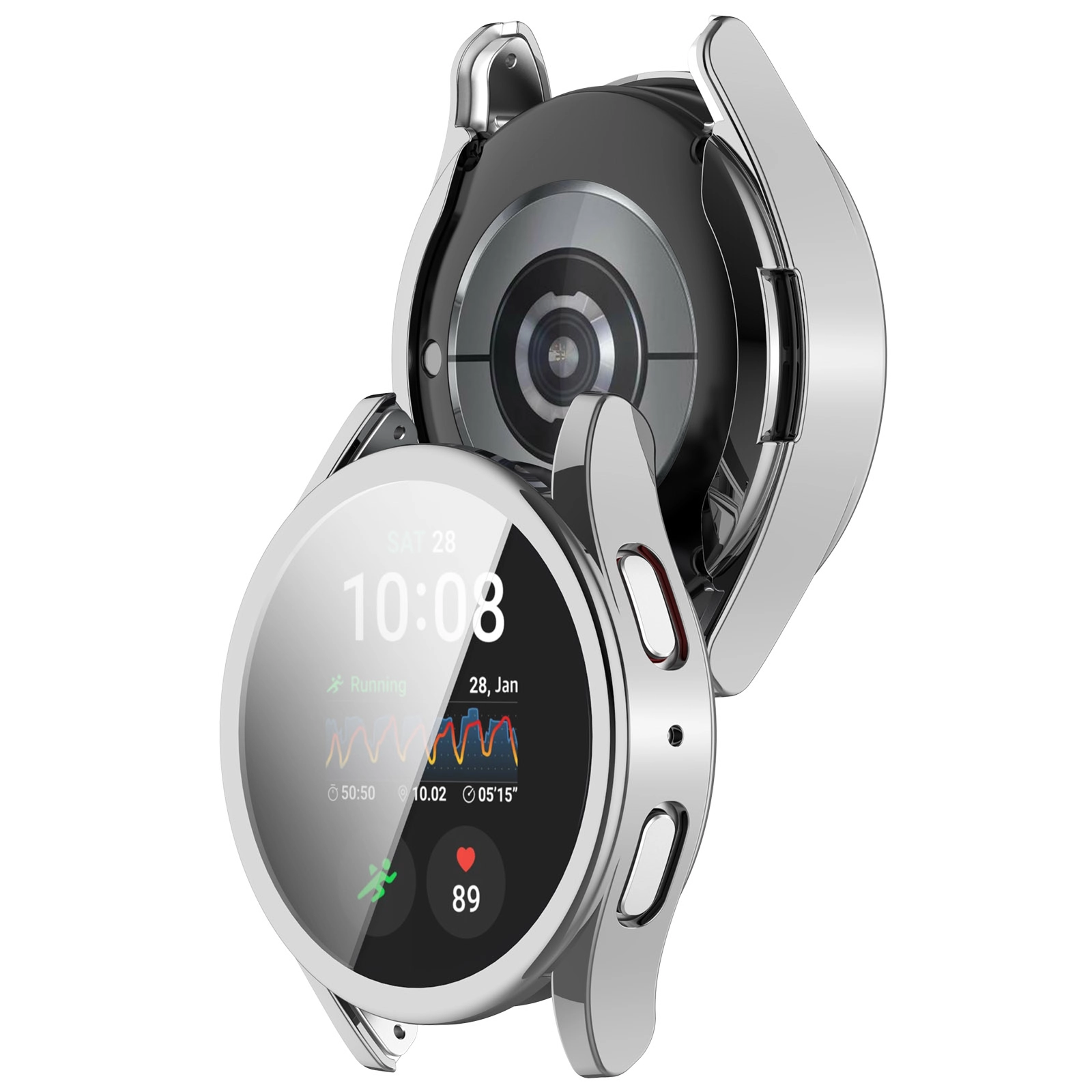 Nakładka na tarczę Bizon Felipe do Galaxy Watch 7 44mm Srebrny