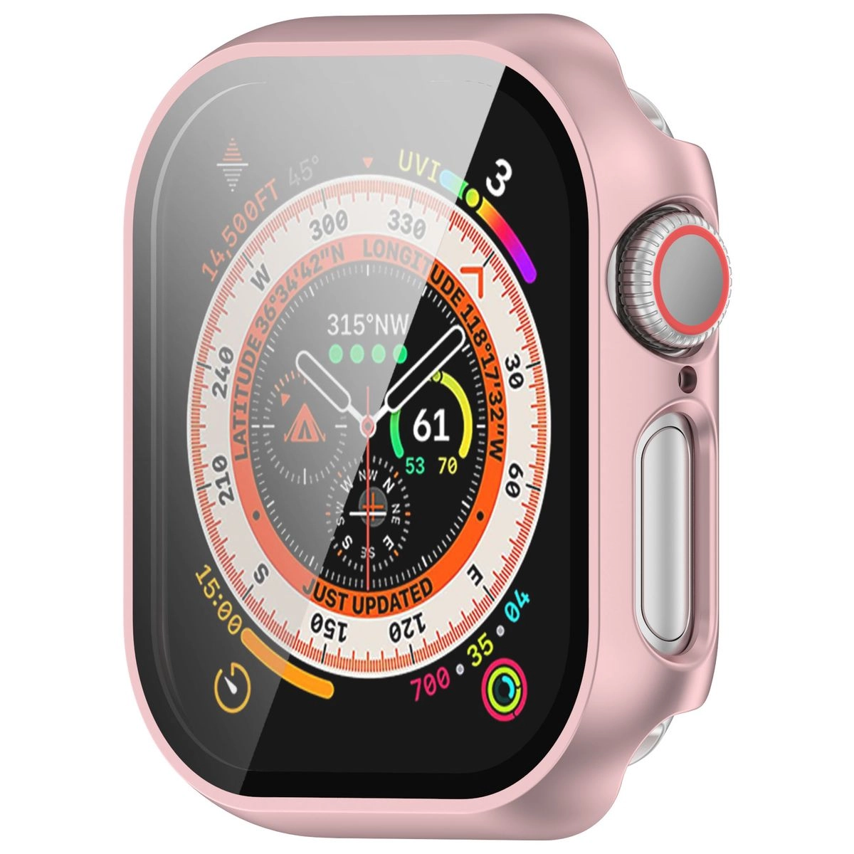 Nakładka na tarczę Bizon ze szkłem do Apple Watch 10 46mm Jasno-różowy
