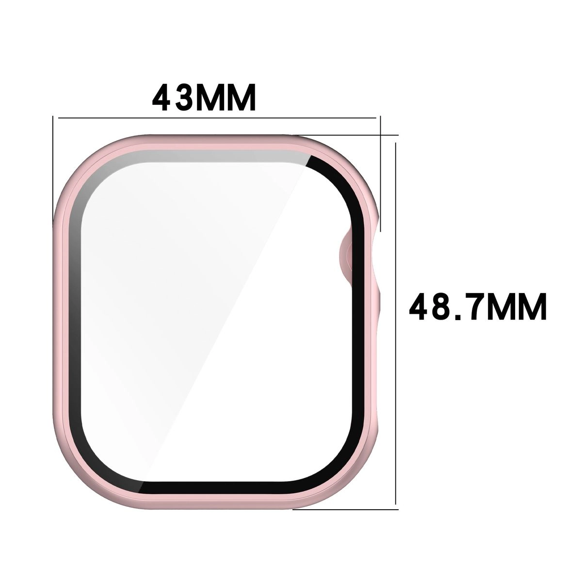 Nakładka na tarczę Bizon ze szkłem do Apple Watch 10 46mm Jasno-różowy
