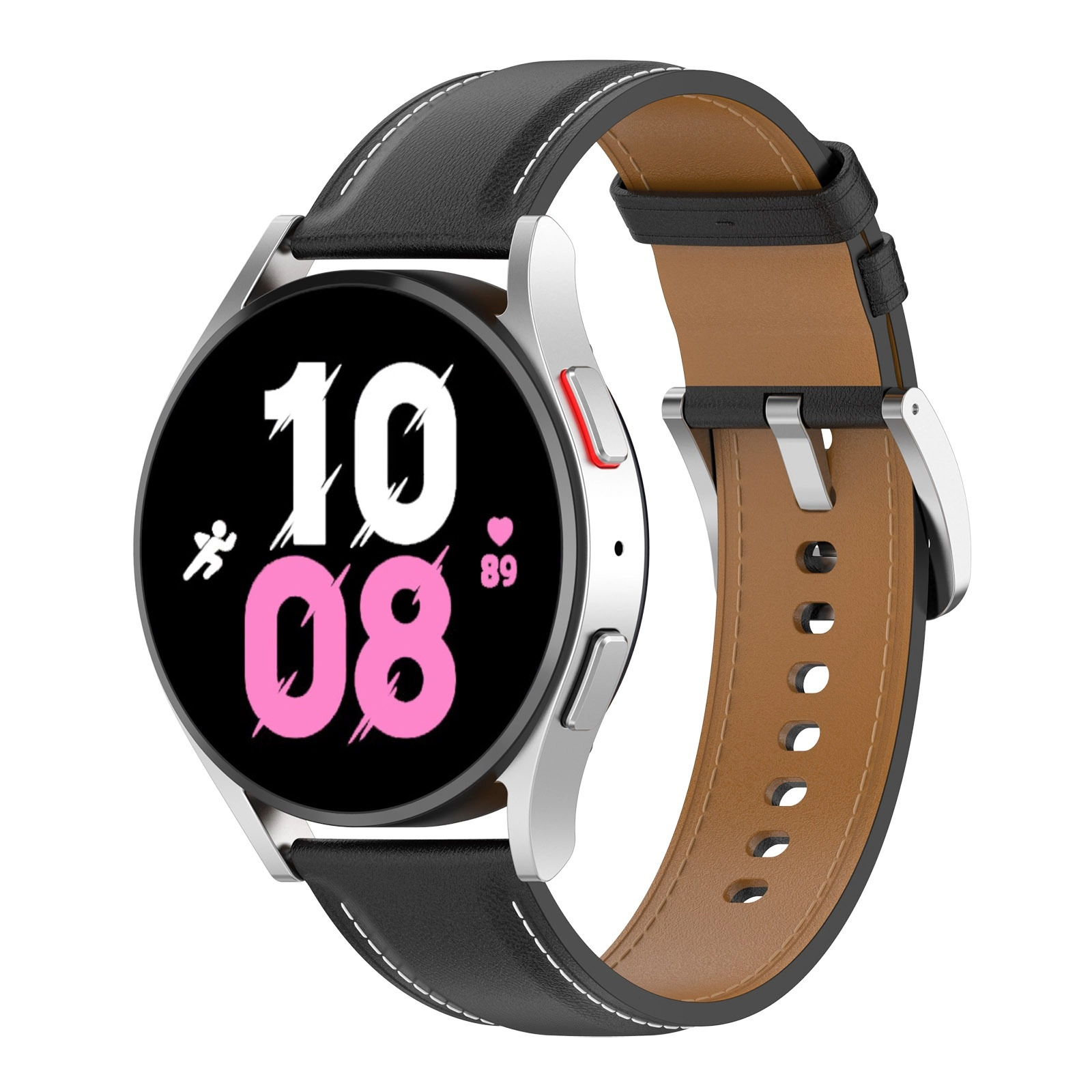 Pasek Bizon skórzany Casual 20mm do Galaxy Watch FE/7/6/6 Classic/5/5Pro/4/4 Classic Czarny