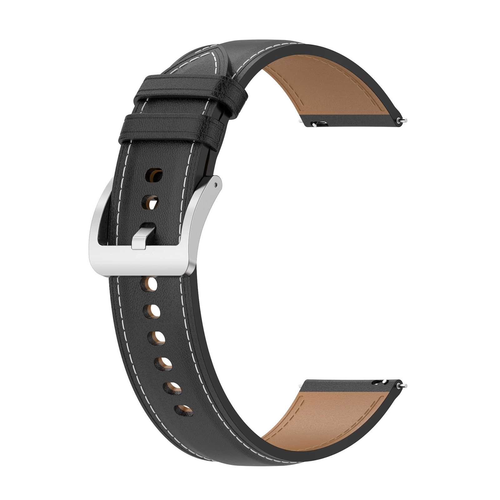 Pasek Bizon skórzany Casual 20mm do Galaxy Watch FE/7/6/6 Classic/5/5Pro/4/4 Classic Czarny