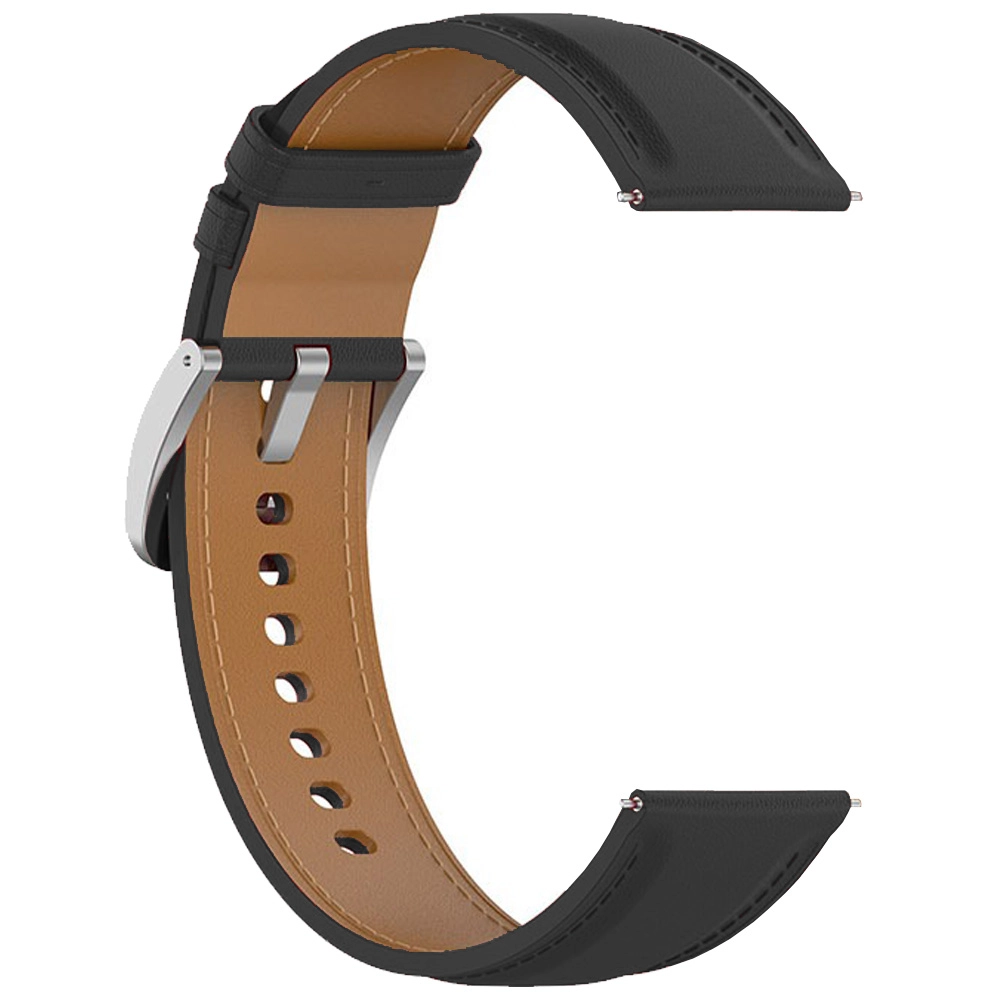 Pasek Bizon skórzany Casual 20mm do Galaxy Watch FE/7/6/6 Classic/5/5Pro/4/4 Classic Czarny