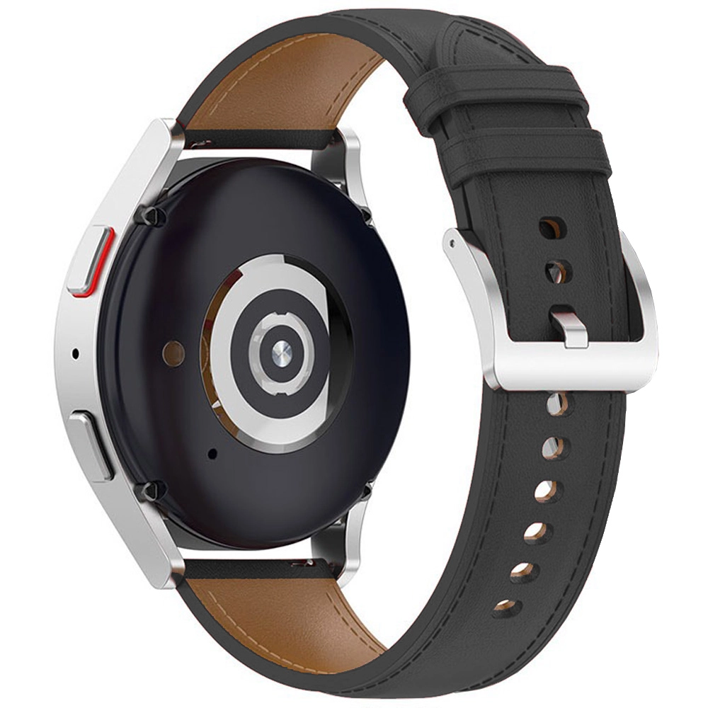 Pasek Bizon skórzany Casual 20mm do Galaxy Watch FE/7/6/6 Classic/5/5Pro/4/4 Classic Czarny