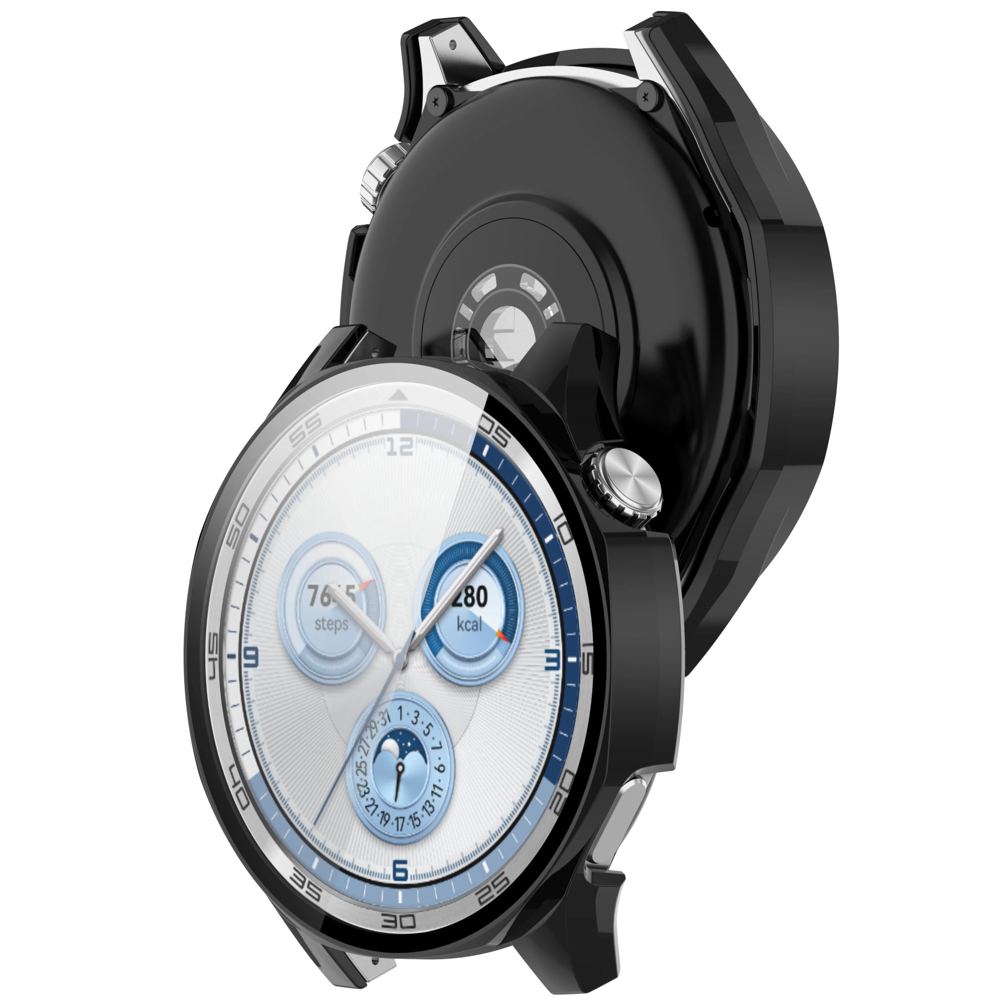 Nakładka na tarczę Bizon ze szkłem do Huawei Watch GT 5 46mm Czarny matowy