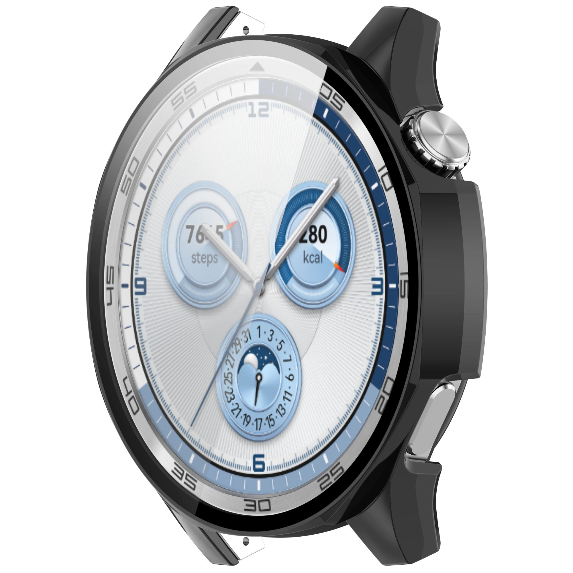 Nakładka na tarczę Bizon ze szkłem do Huawei Watch GT 5 46mm Czarny matowy