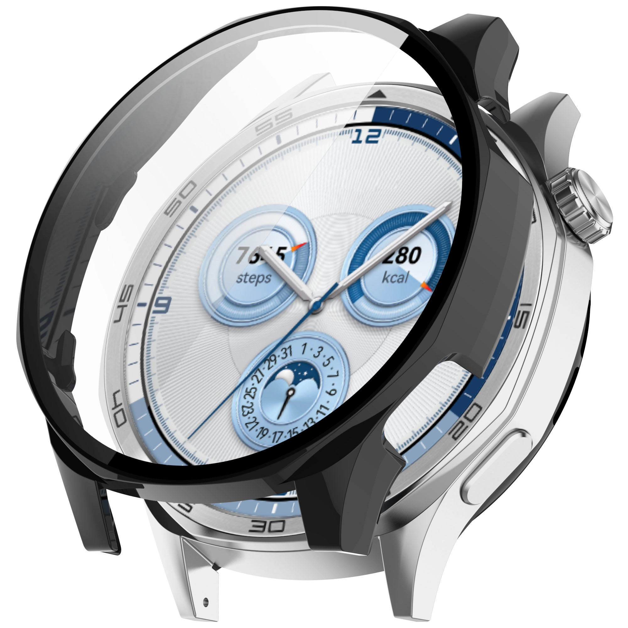 Nakładka na tarczę Bizon ze szkłem do Huawei Watch GT 5 46mm Czarny matowy