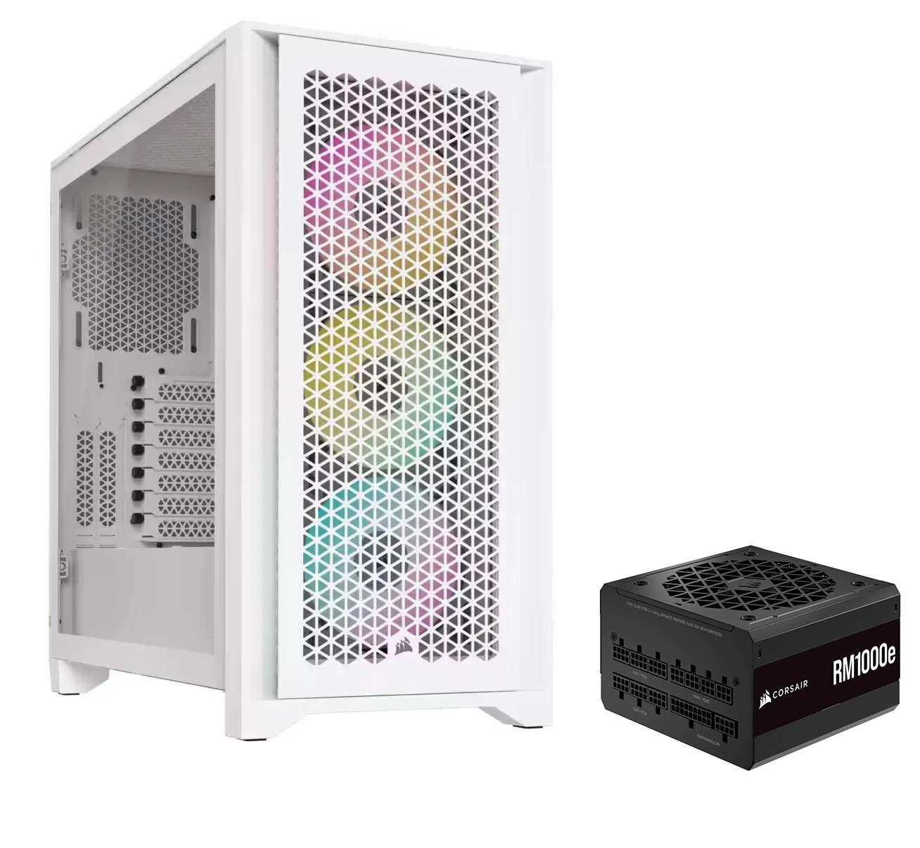 Obudowa Corsair iCUE 4000D Airflow ARGB Biały + RM1000e 1000W 80+ Gold Czarny