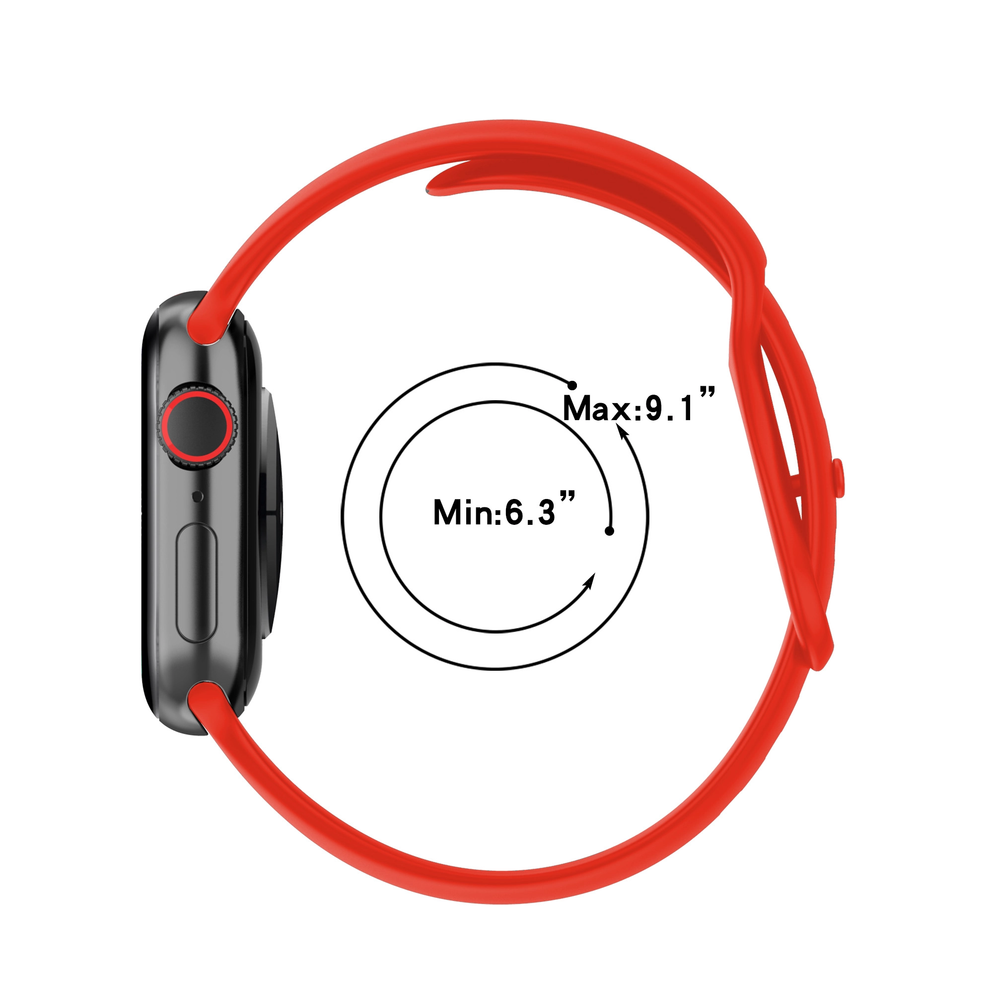 Pasek Bizon Strap Watch Silicone S do Apple Watch 44/45/46/49mm Czerwony