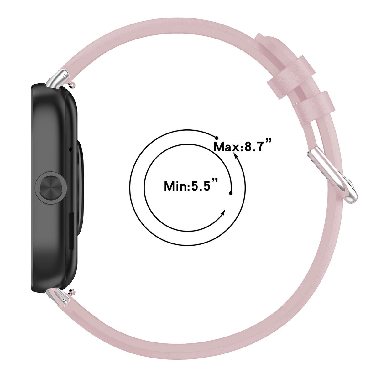 Pasek Bizon skórzany Casual do Xiaomi Smart Band 9 Pro/8 Pro / Redmi Watch 5/4 Jasno-różowy