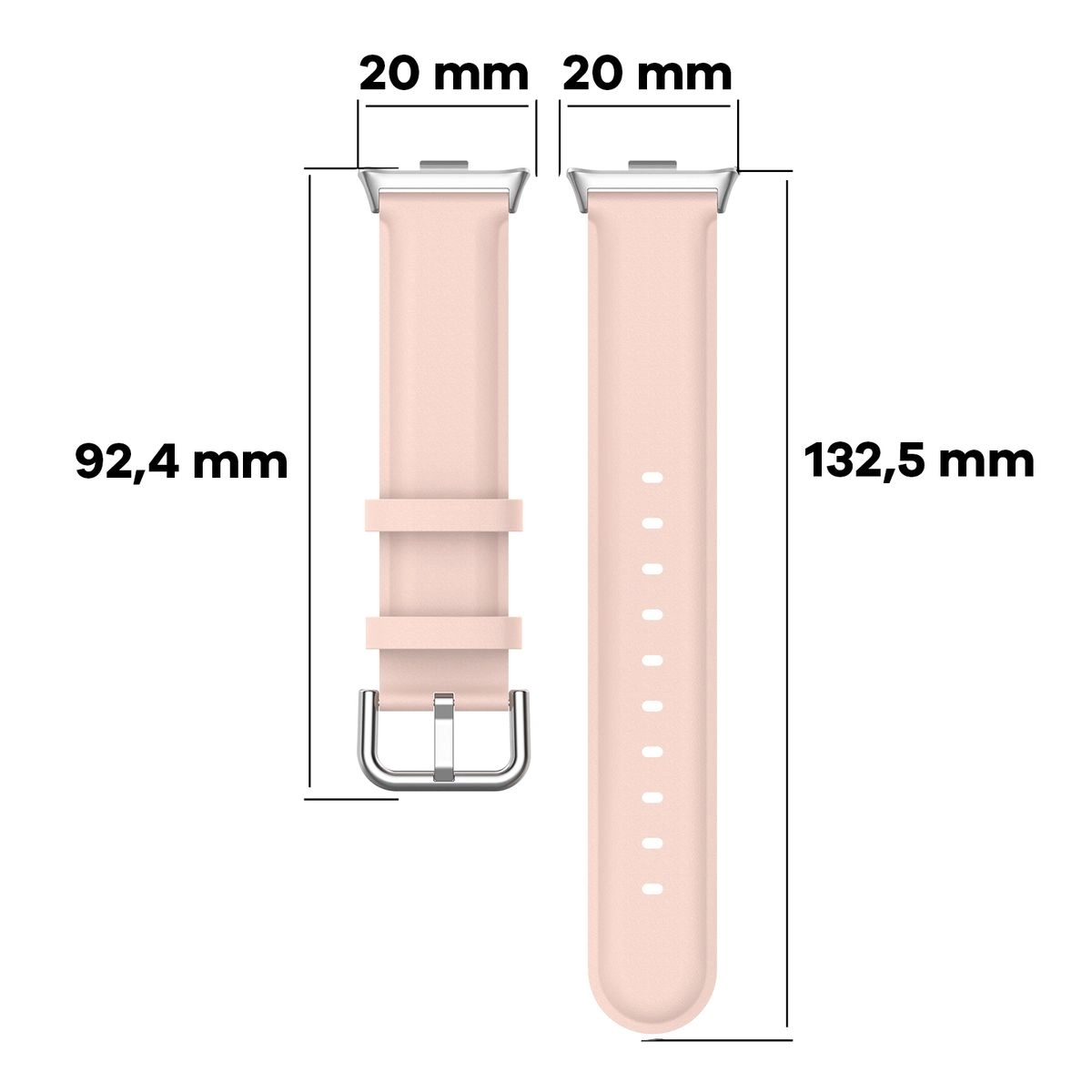 Pasek Bizon skórzany Casual do Xiaomi Smart Band 9 Pro/8 Pro / Redmi Watch 5/4 Jasno-różowy