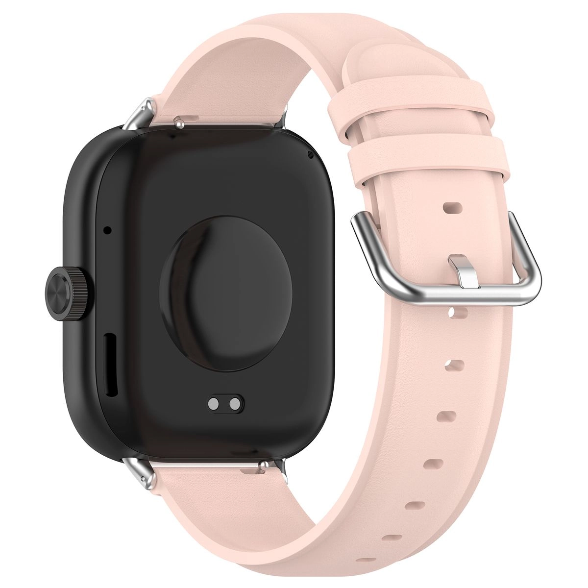 Pasek Bizon skórzany Casual do Xiaomi Smart Band 9 Pro/8 Pro / Redmi Watch 5/4 Jasno-różowy