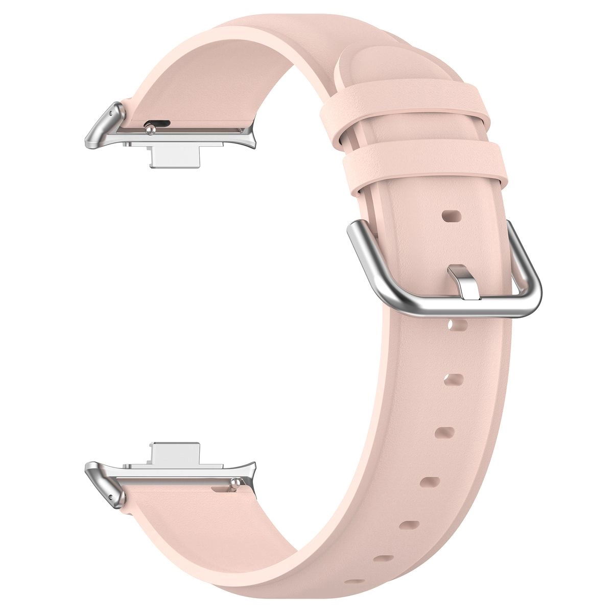 Pasek Bizon skórzany Casual do Xiaomi Smart Band 9 Pro/8 Pro / Redmi Watch 5/4 Jasno-różowy