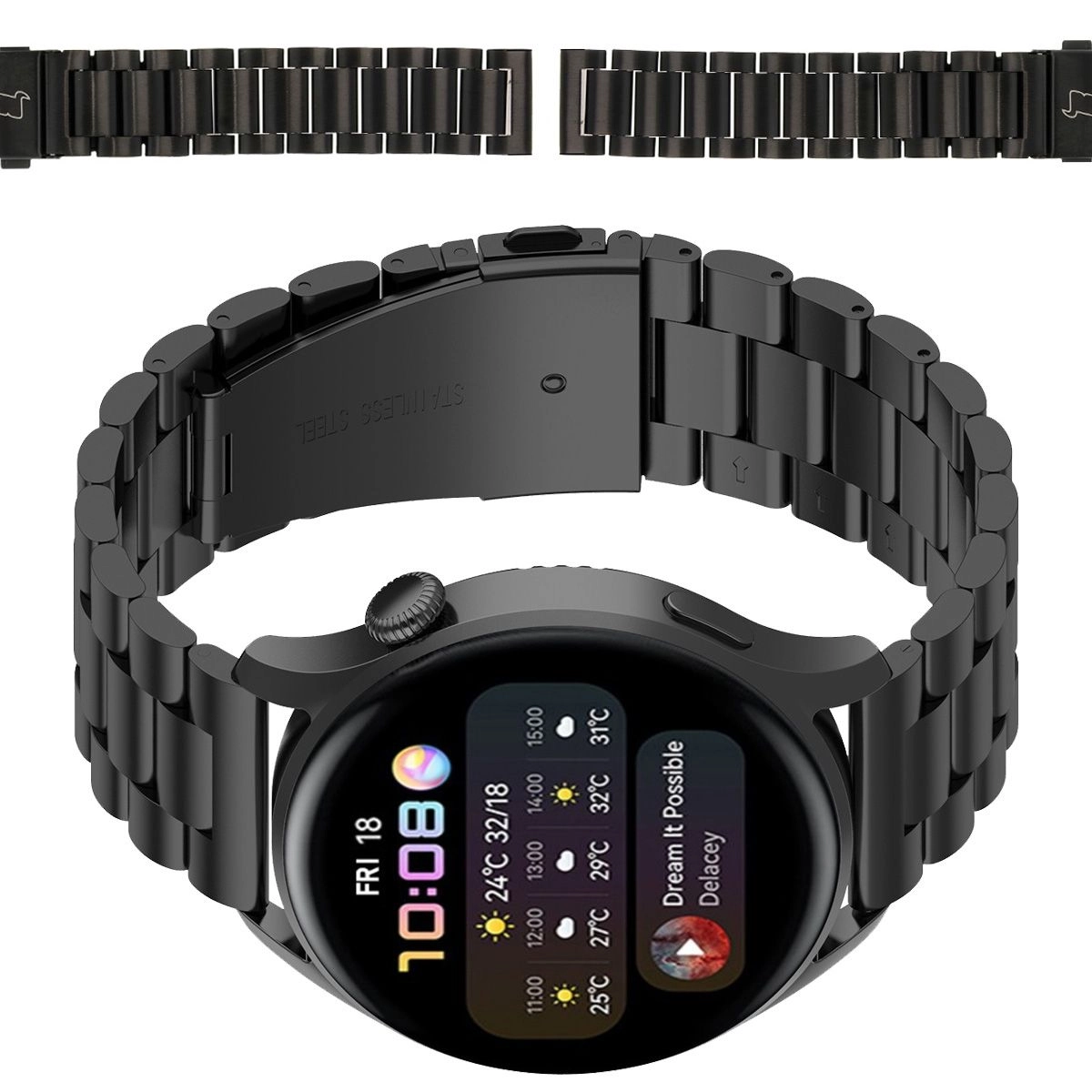 Bransoleta Bizon ze stali nierdzewnej Aura QuickRelease 18mm Czarny
