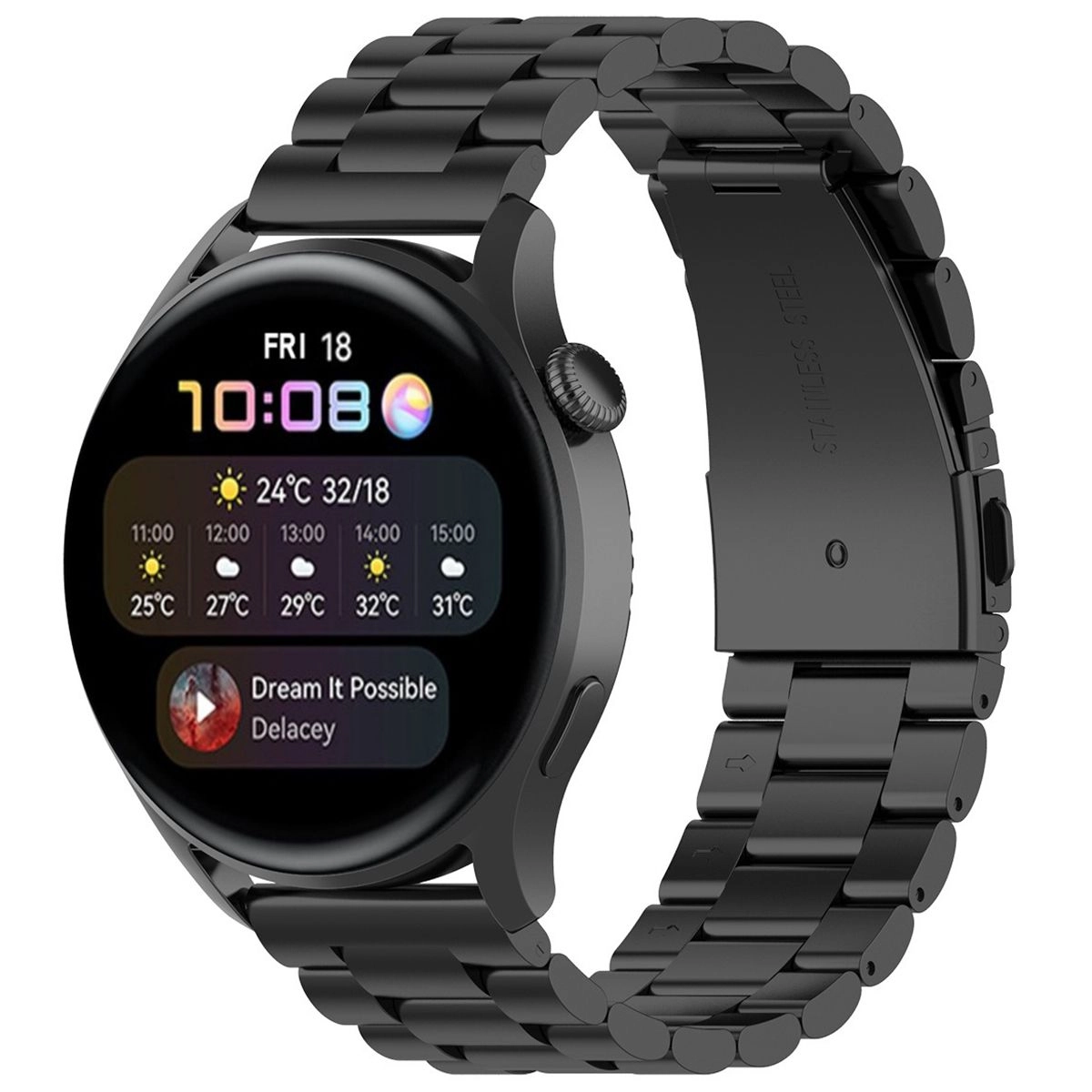 Bransoleta Bizon ze stali nierdzewnej Aura QuickRelease 18mm Czarny