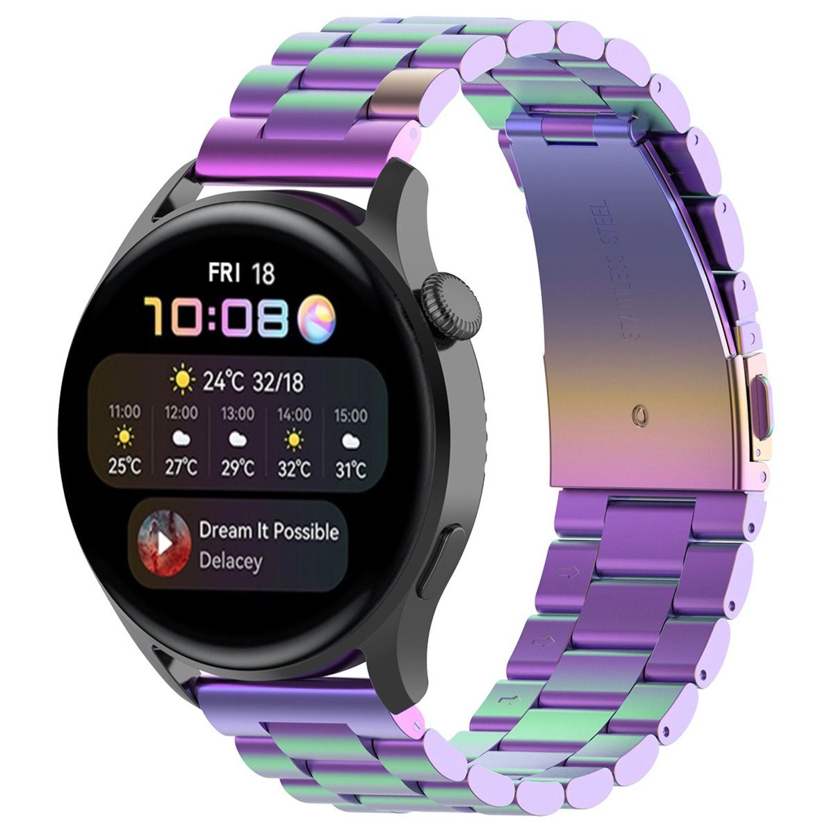 Bransoleta Bizon ze stali nierdzewnej Aura QuickRelease 18mm Tęczowy
