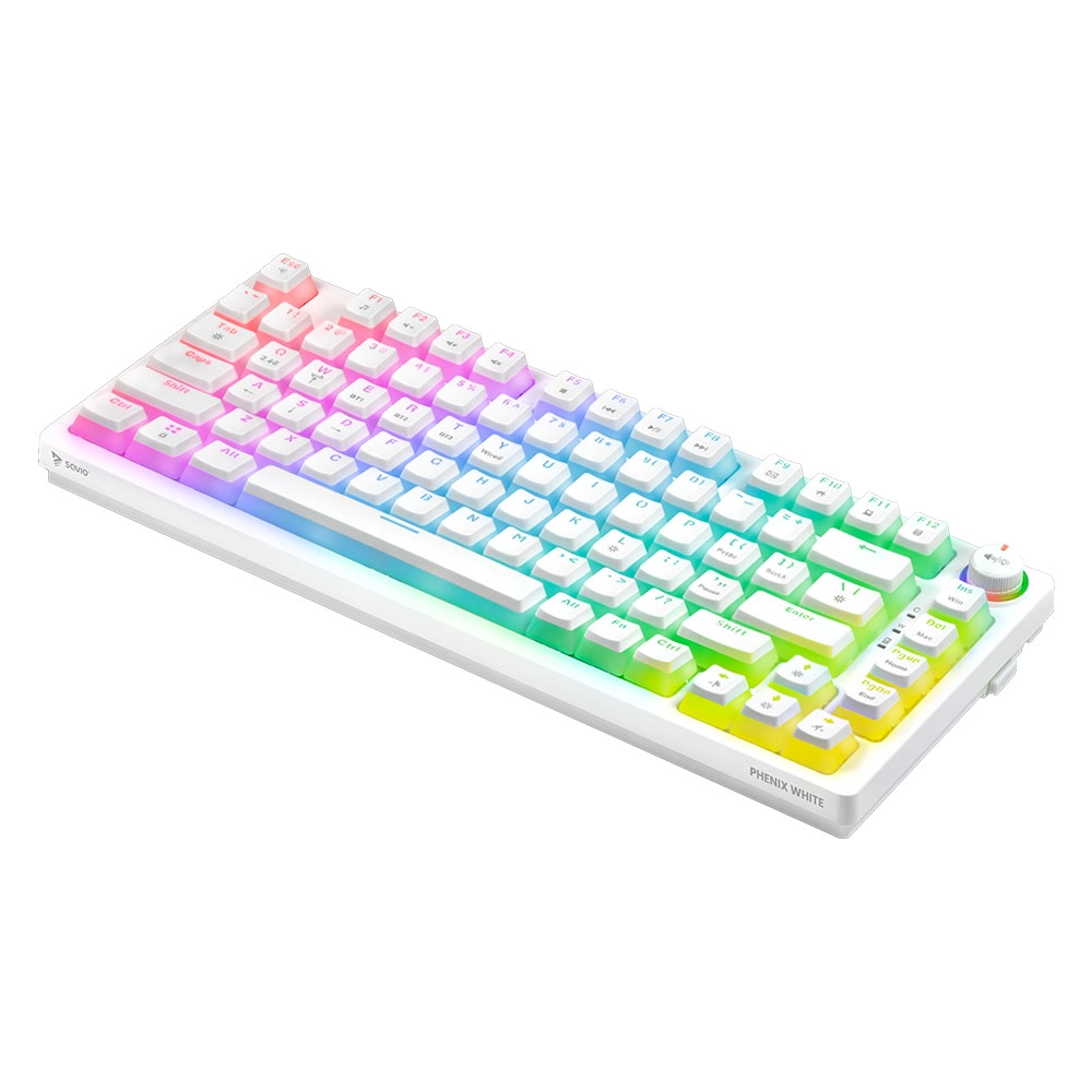 Klawiatura mechaniczna Savio Phenix White Gateron Yellow Pro Pudding Biały