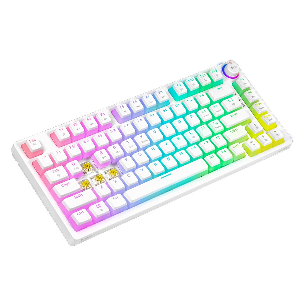 Klawiatura mechaniczna Savio Phenix White Gateron Yellow Pro Pudding Biały