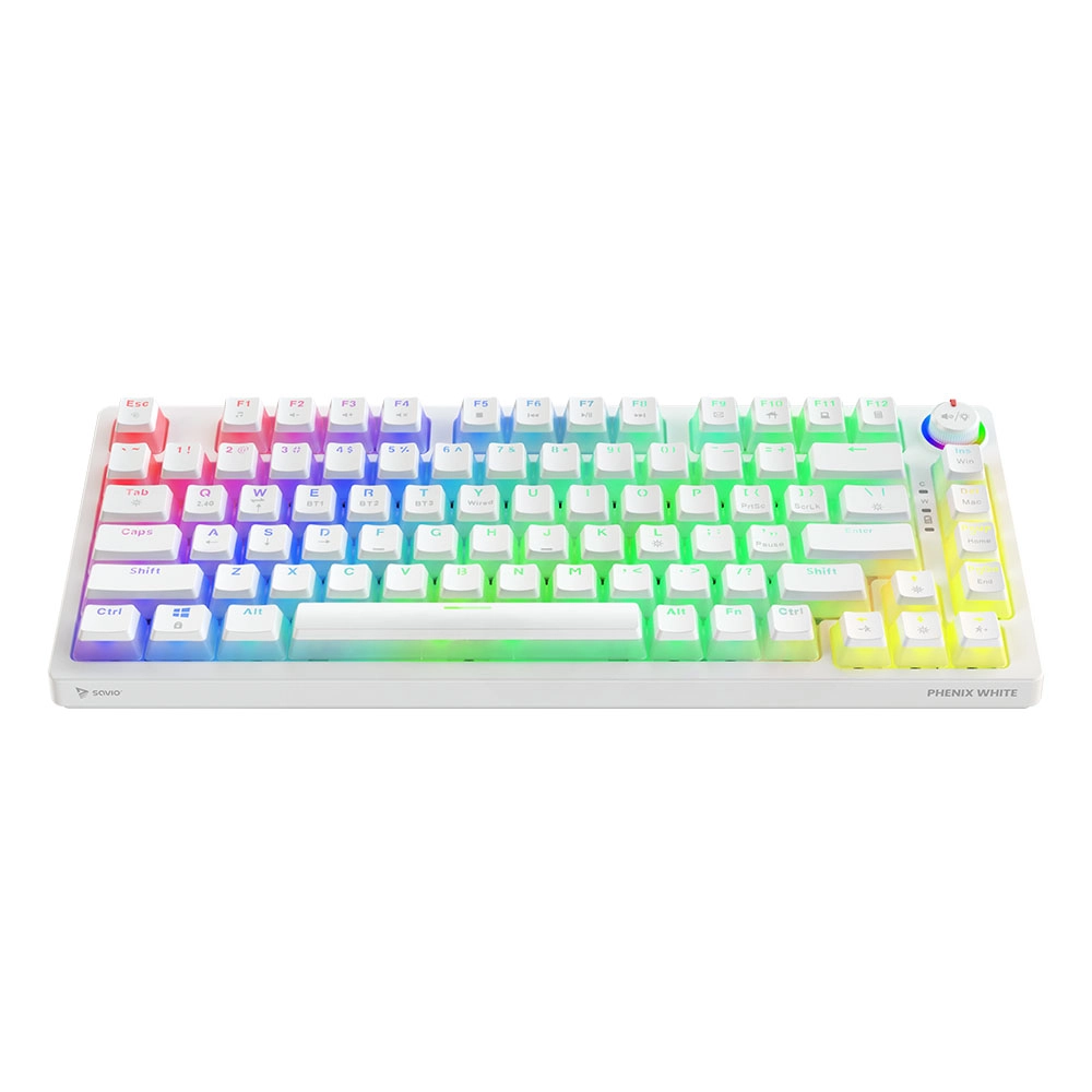 Klawiatura mechaniczna Savio Phenix White Gateron Yellow Pro Pudding Biały