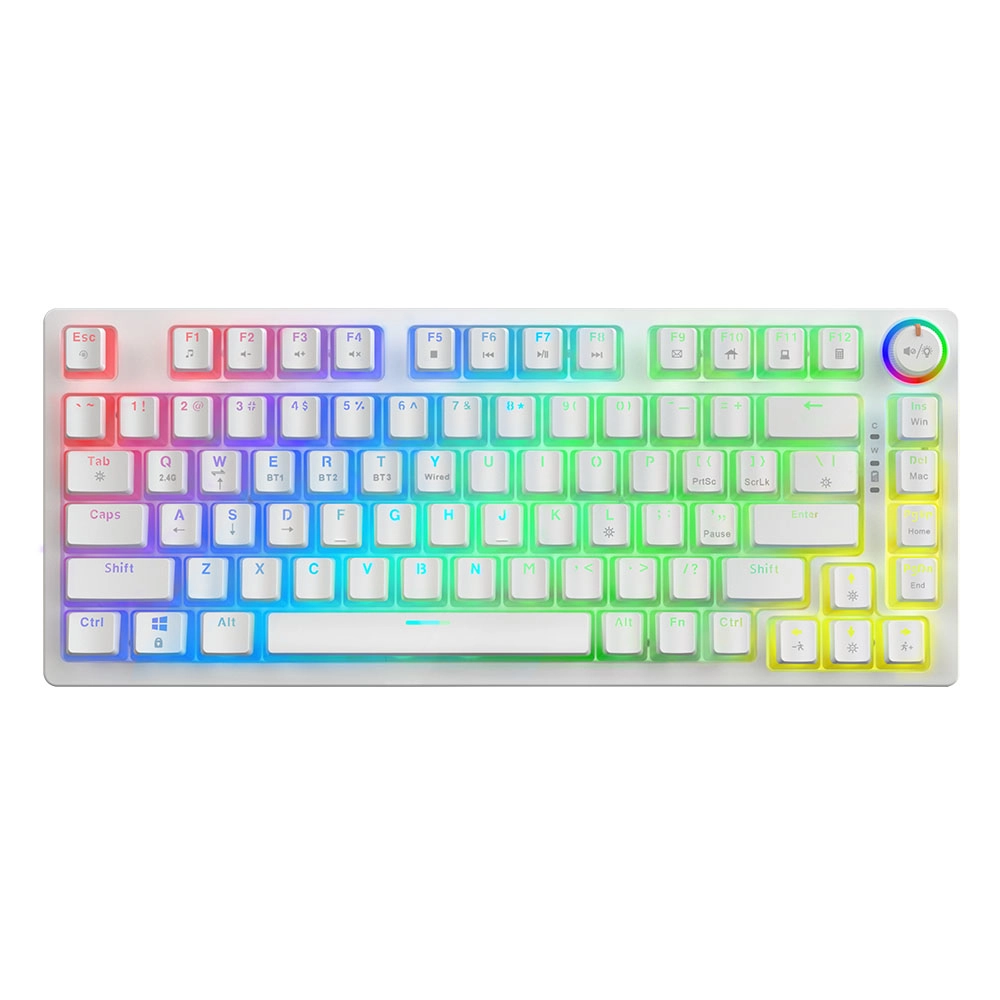 Klawiatura mechaniczna Savio Phenix White Gateron Yellow Pro Pudding Biały