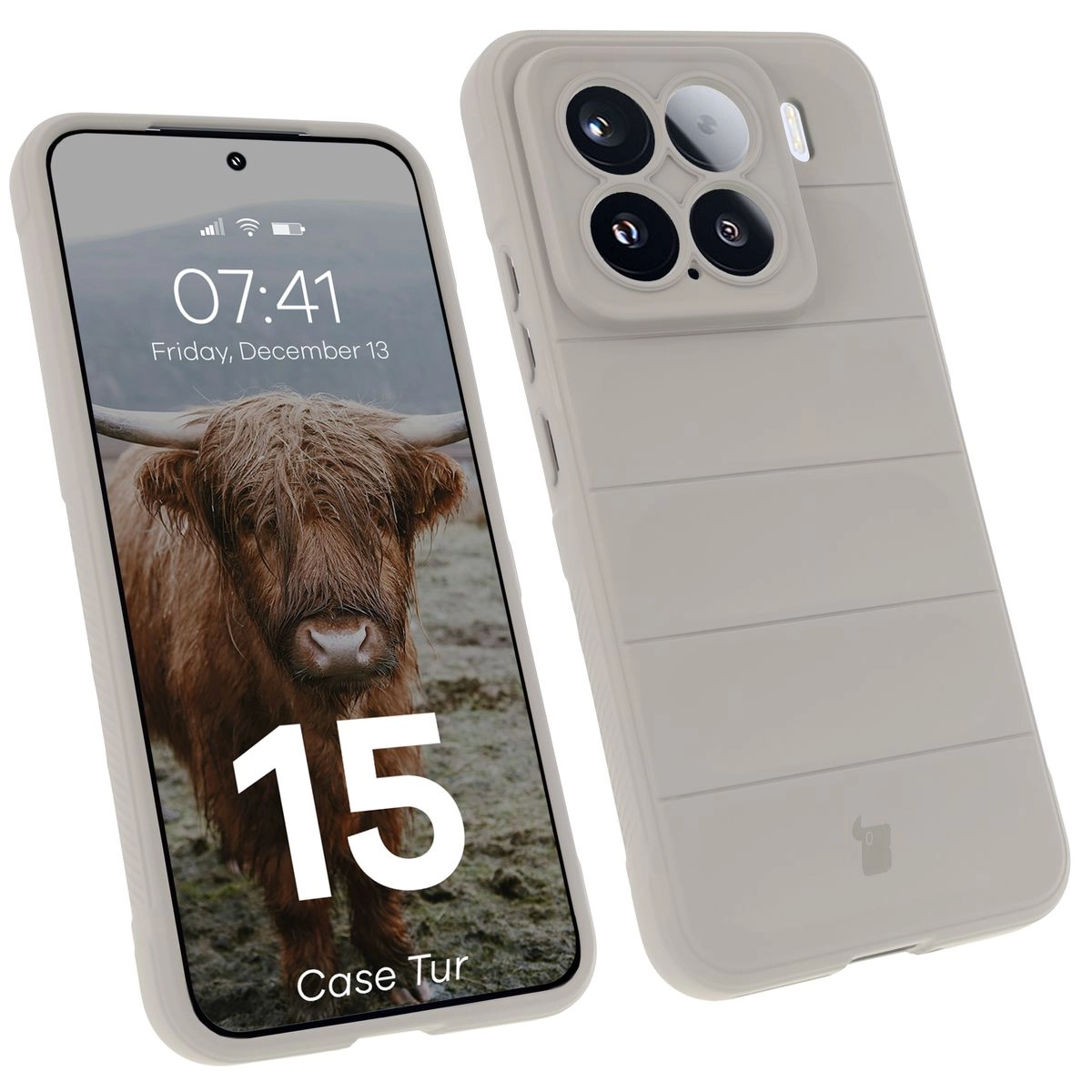 Etui Bizon Tur do Xiaomi 15 Jasnoszary