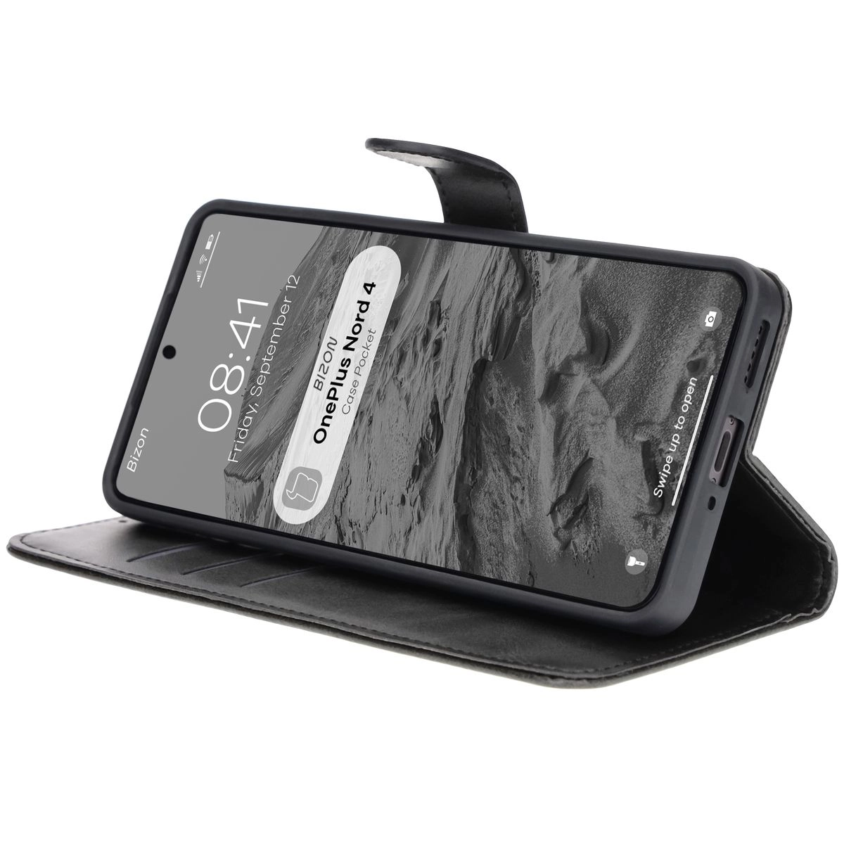 Etui Bizon z klapką Pocket do OnePlus Nord 4 Czarny