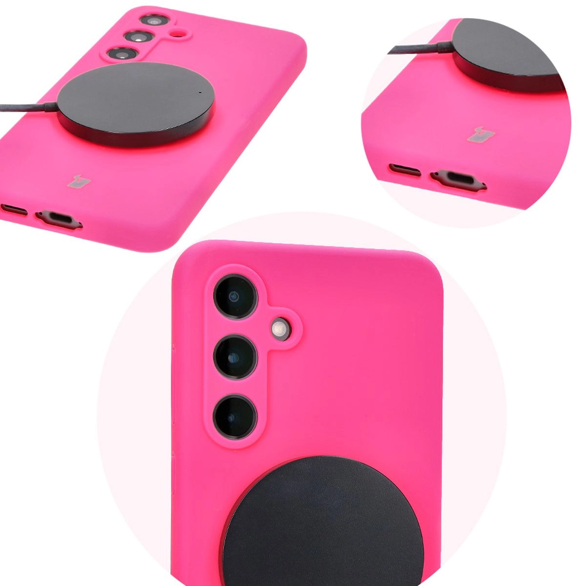 Etui Bizon Silikonowe Soft do Galaxy S24 FE Neonowo-różowy