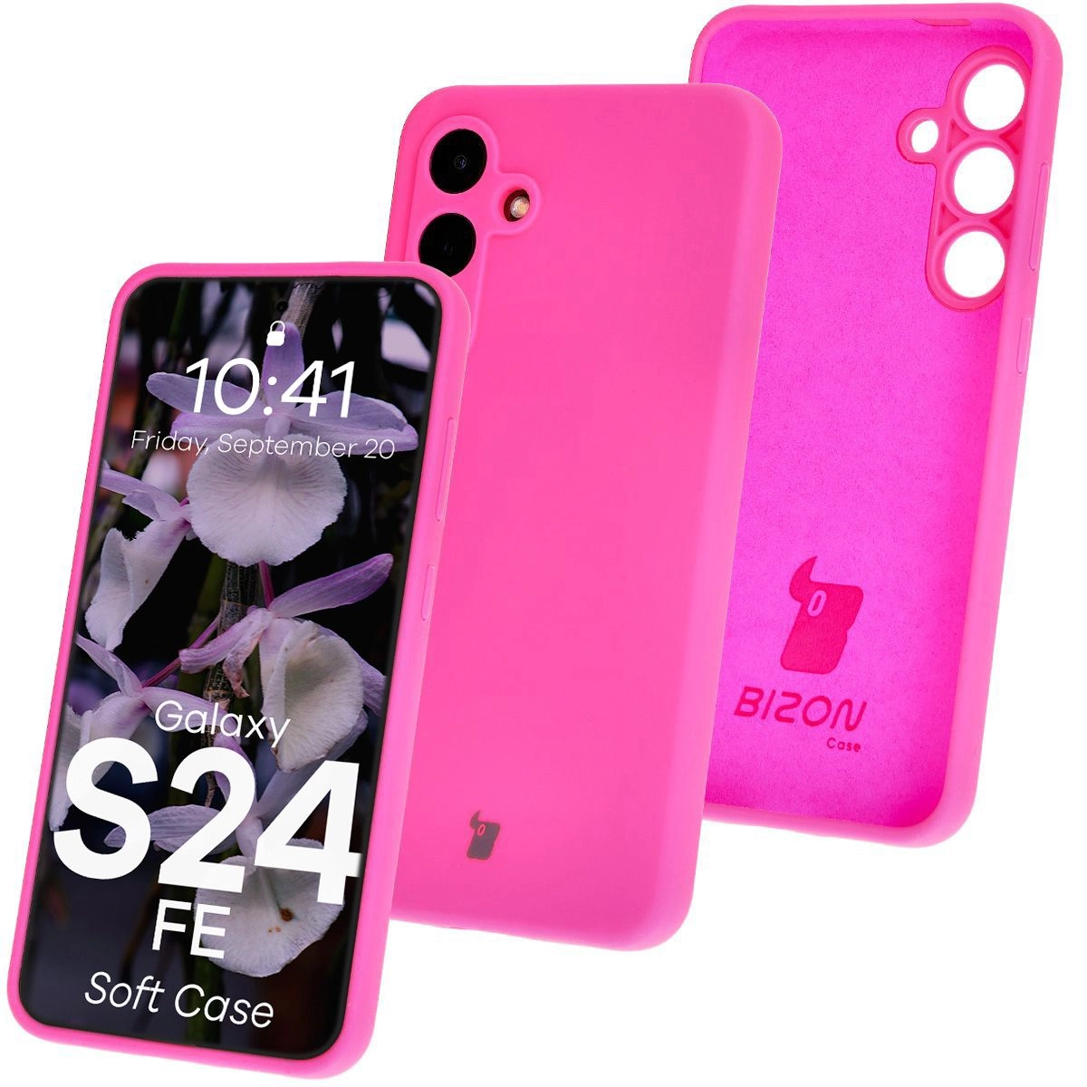 Etui Bizon Silikonowe Soft do Galaxy S24 FE Neonowo-różowy
